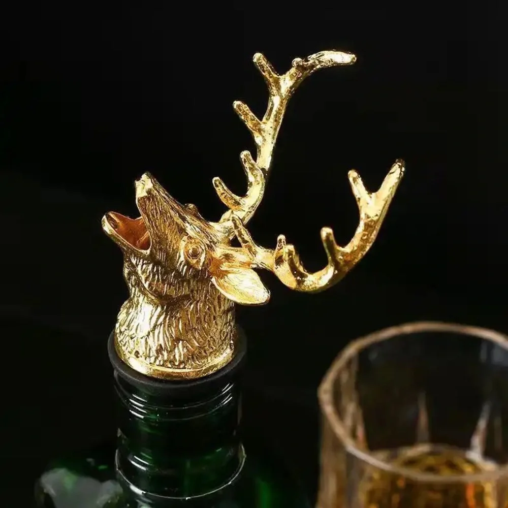 Gold Deer Head Pour Spout for Beverages or Wine and Liquor